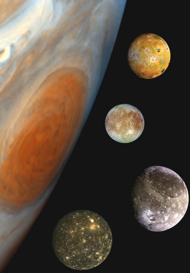 İtalyan gökbilimci Galileo Galilei, Jüpiter'in dört büyük uydusunu 1610 yılında keşfetti